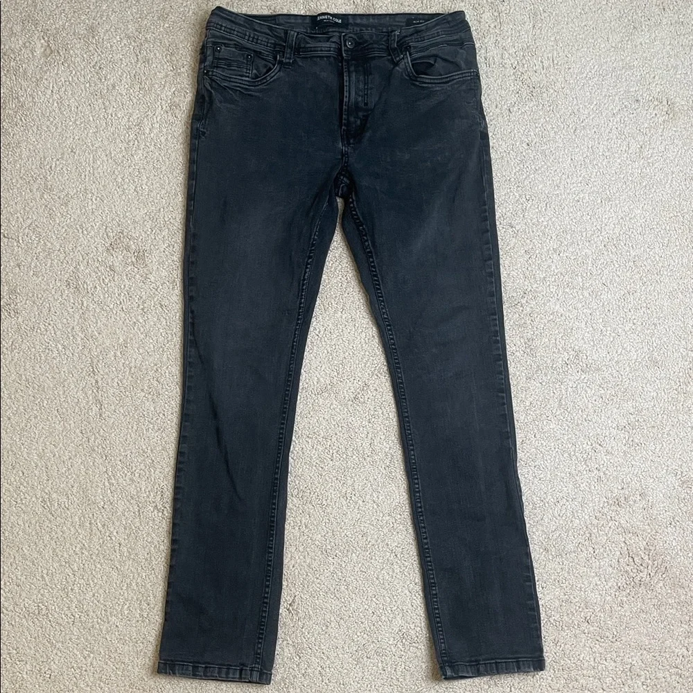 Kenneth Cole Charcoal Gray/Washed Black Slim Jeans (Size: 34x32)